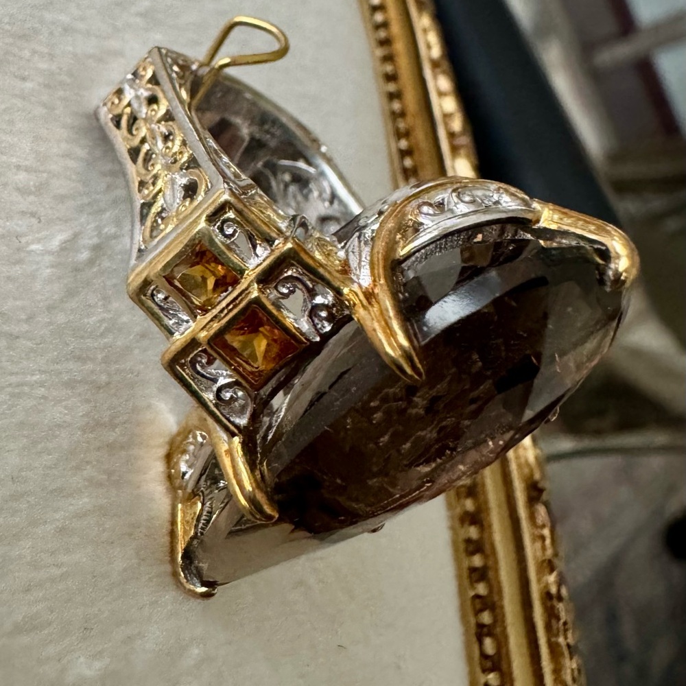 Michael Valitutti Gems En Vogue 24k Gold Over Silver Smokey Quartz N Citrine - 7 - Picture 3 of 13